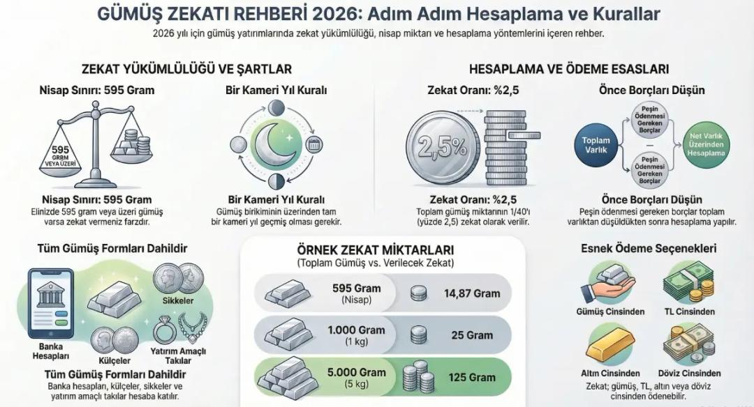 2026 Gümüş Zekat Hesaplama Aracı - Canlı Gümüş Gram Fiyatı ile Dini kurallara uygun Hesaplama
