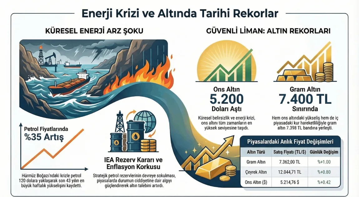Altın Fiyatlarında Petrol Gazı! IEA’nın Dev Rezerv Kararı Sonrası Ons 5.200 Doları Aştı