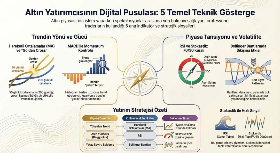 Altın Yatırımcısının Dijital Pusulası: En Çok Kullanılan 5 Teknik İndikatör