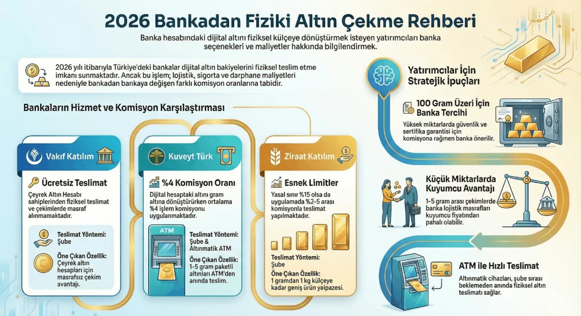 Fiziki Altın Veren Bankalar 2026: Altın Hesabındaki Altını Fiziksel Çekme Rehberi