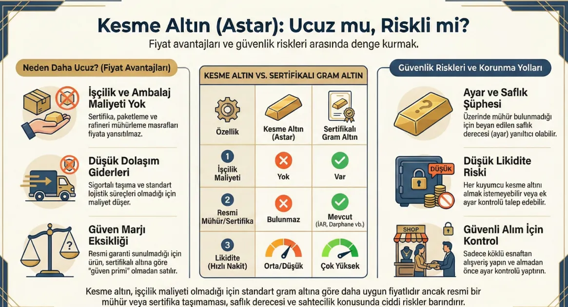 Kesme Altın (Astar) Güvenli mi? Neden Daha Ucuz? 2026 Rehberi