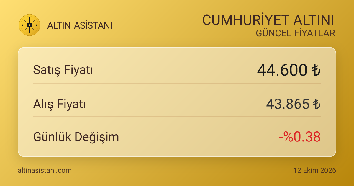Cumhuriyet Altını Canlı Fiyat Özeti